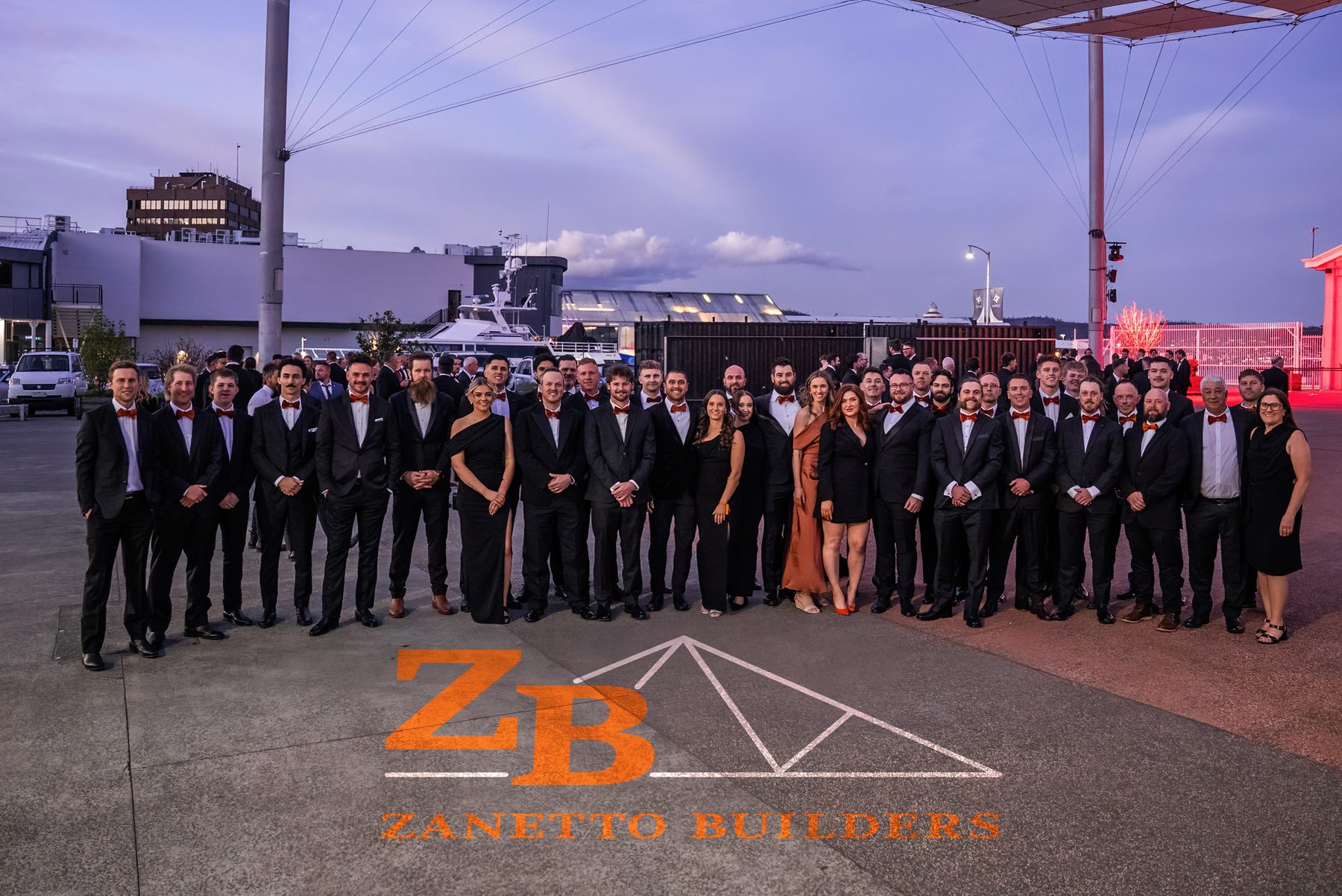The Zanetto Builders team on the night of the 2026 Master Builders Tasmania Awards in Hobart